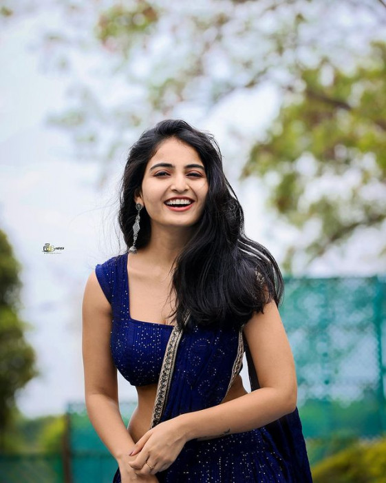 Ananya Nagalla Looks Stunning In Blue Half Saree Telugu Swag