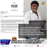 "Balakrishna makes history as first Telugu actor honoured by World Book of Records UK for 50 years in cinema. A landmark celebration attended by CM Chandrababu Naidu."
