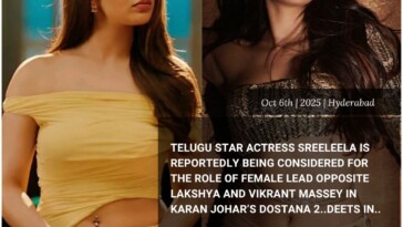 Sreeleela Replaces Jhanvi Kapoor in Dostana 2